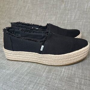 TOMS Valencia Platform Espadrille Black Slip-Ons Shoes
